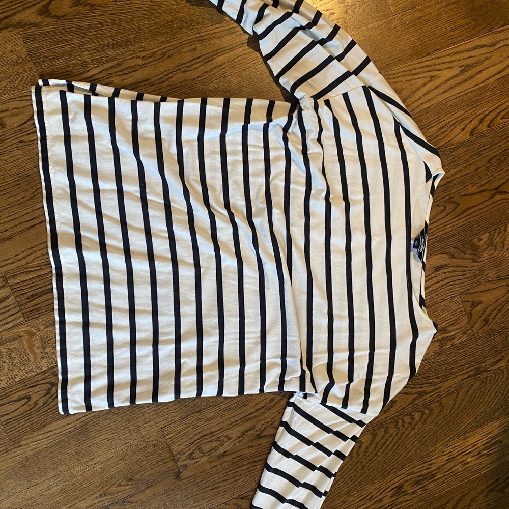 Lands end medium 3/4 sleeve striped shirt